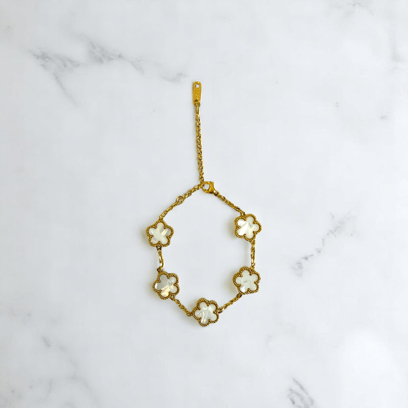 Ivory Bloom Set | PVD 18K Gold Plated - For Women | Includes: Necklace, Earrings, Bracelet