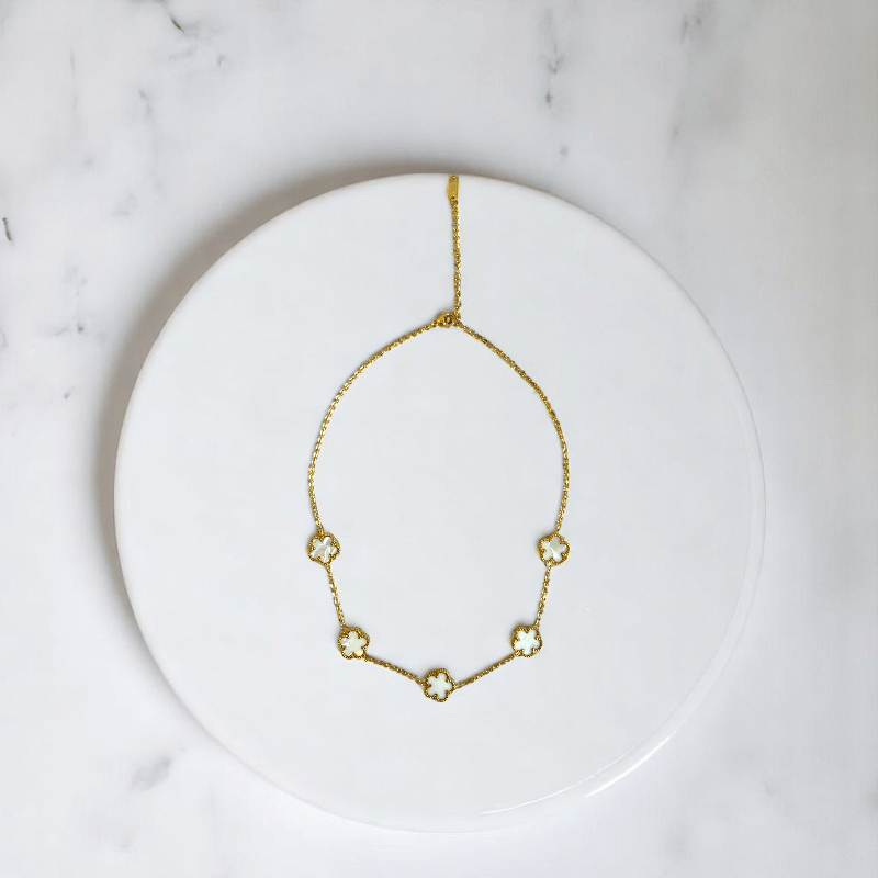 Ivory Bloom Set | PVD 18K Gold Plated - For Women | Includes: Necklace, Earrings, Bracelet