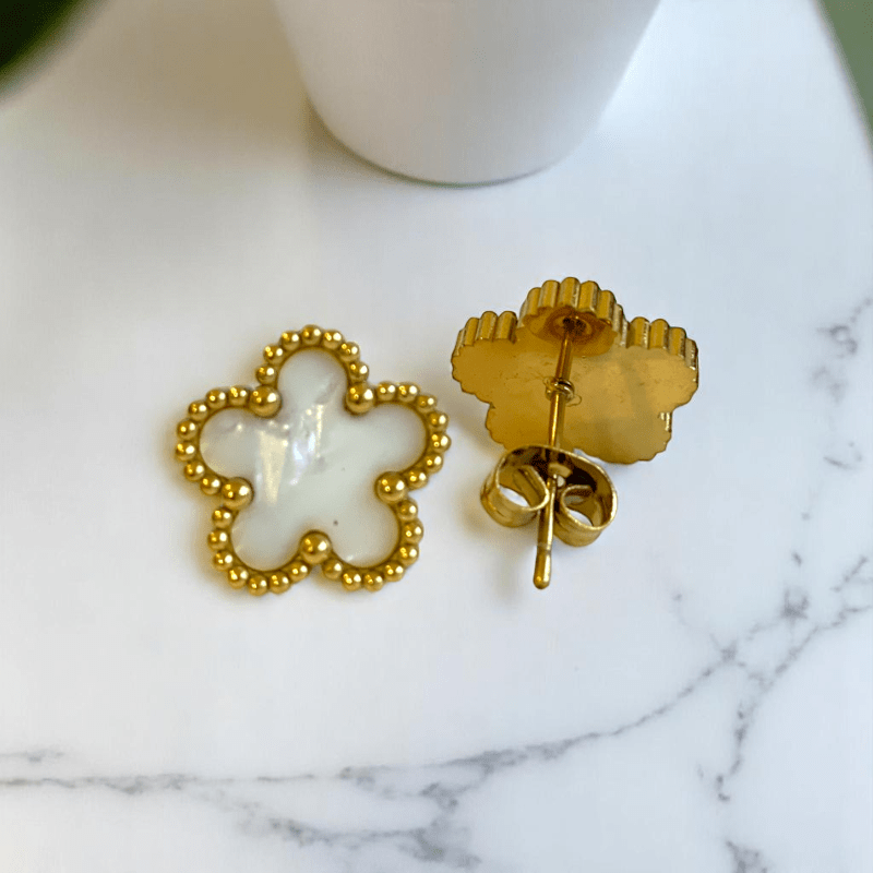 Ivory Bloom Set | PVD 18K Gold Plated - For Women | Includes: Necklace, Earrings, Bracelet