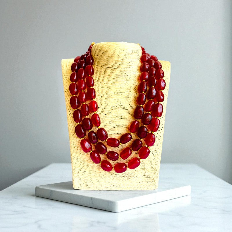 Sovereign Glow Layered Necklace | Red Jade Stone - For Women | Includes: Necklace