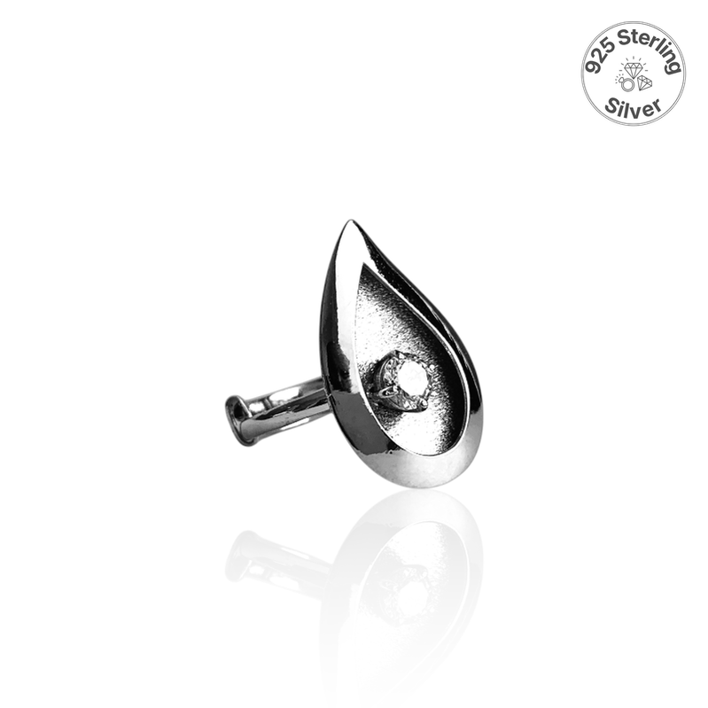 Rain Drop Zircone Flexi Ring | 925 Silver & Zircon - For Women | Includes: Ring