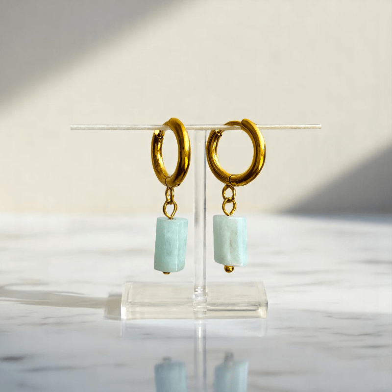 Azure Glow Earrings | Turquoise & 18K PVD Gold Plated Stainless Steel - For Women | Includes: Earrings