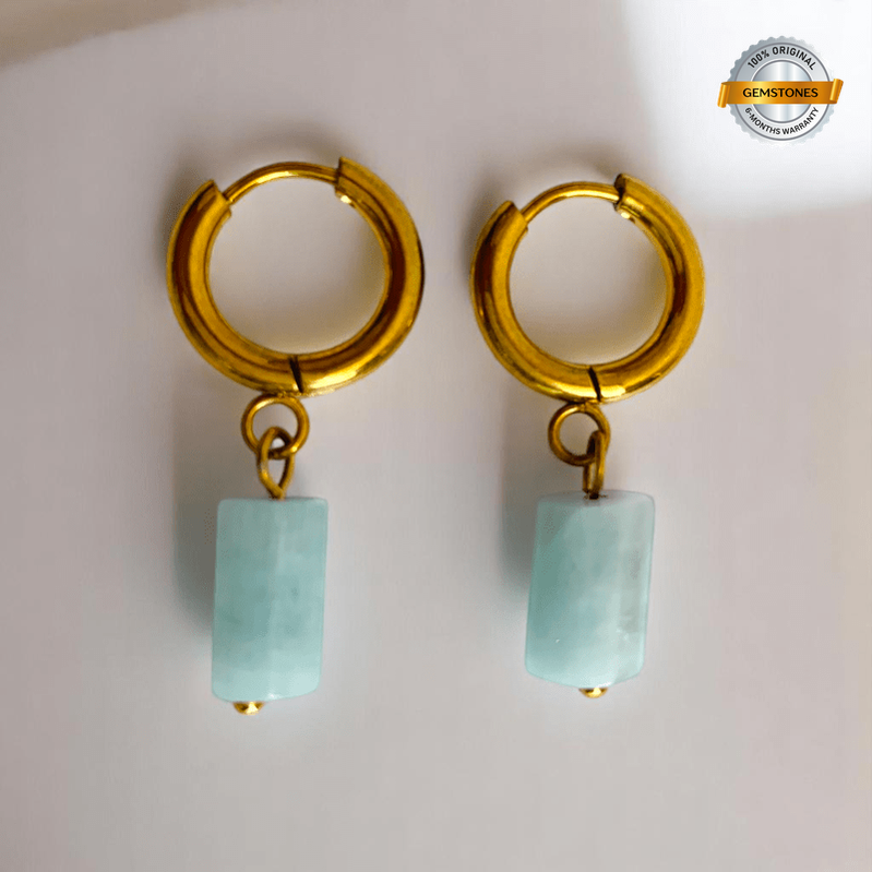 Azure Glow Earrings | Turquoise & 18K PVD Gold Plated Stainless Steel - For Women | Includes: Earrings