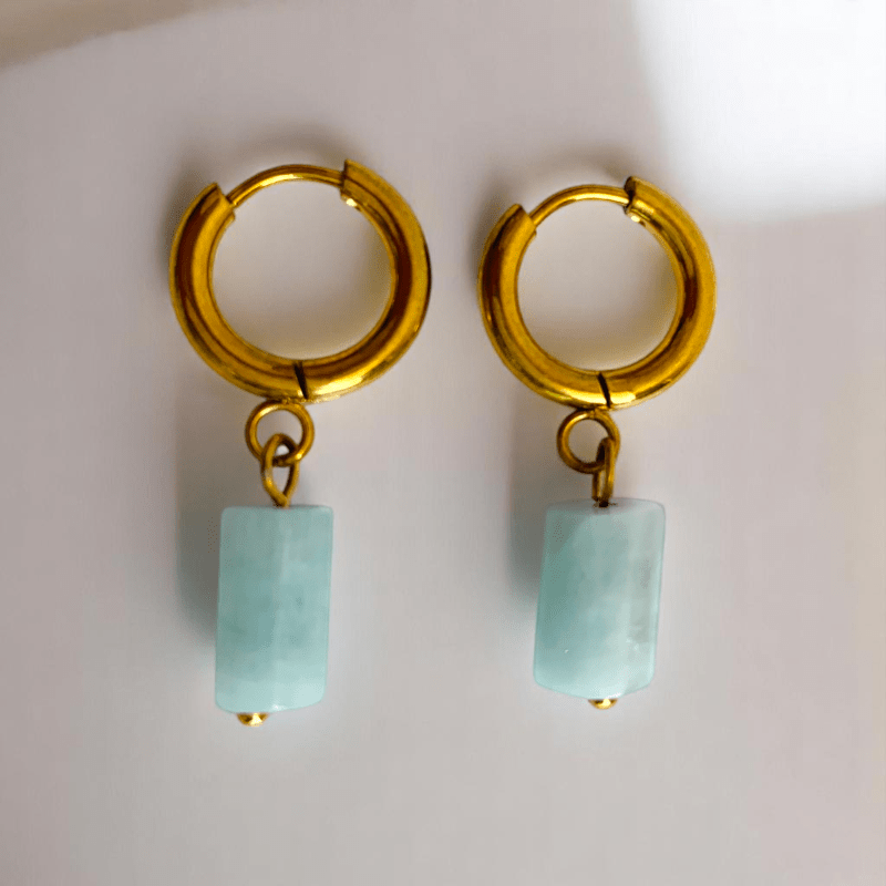 Azure Glow Earrings | Turquoise & 18K PVD Gold Plated Stainless Steel - For Women | Includes: Earrings