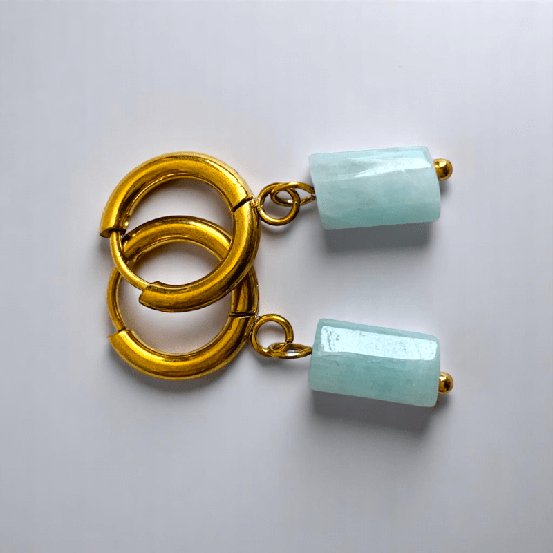 Azure Glow Earrings | Turquoise & 18K PVD Gold Plated Stainless Steel - For Women | Includes: Earrings