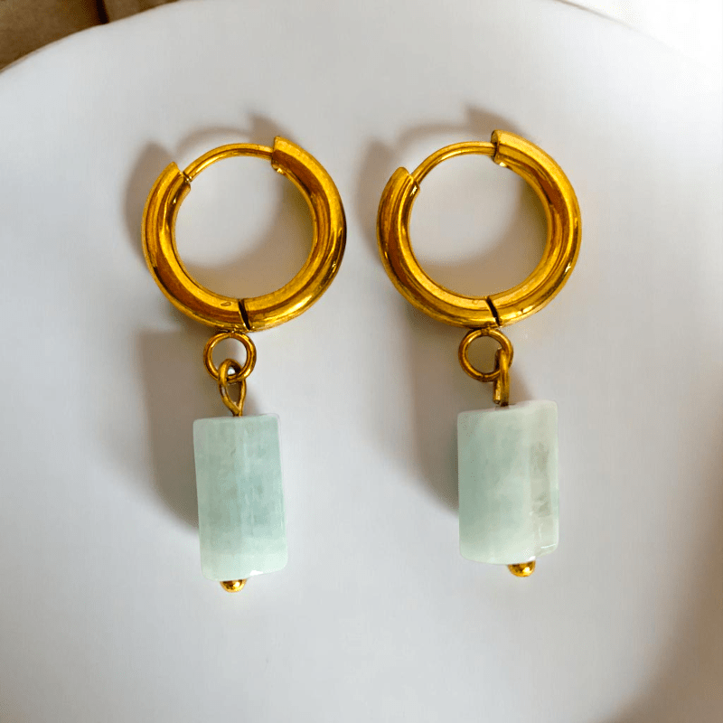 Azure Glow Earrings | Turquoise & 18K PVD Gold Plated Stainless Steel - For Women | Includes: Earrings