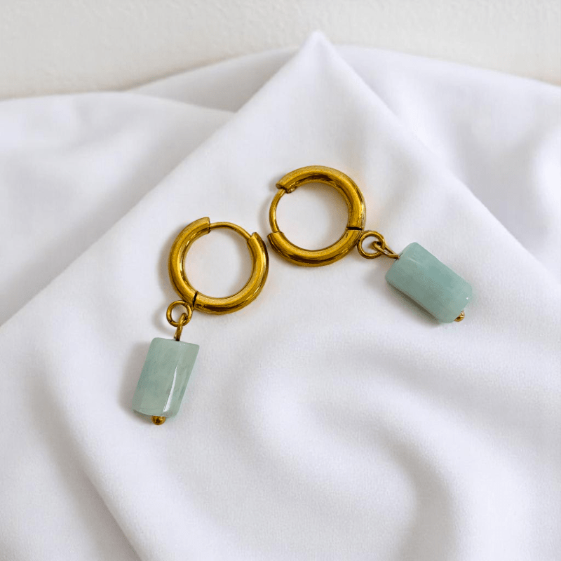 Azure Glow Earrings | Turquoise & 18K PVD Gold Plated Stainless Steel - For Women | Includes: Earrings