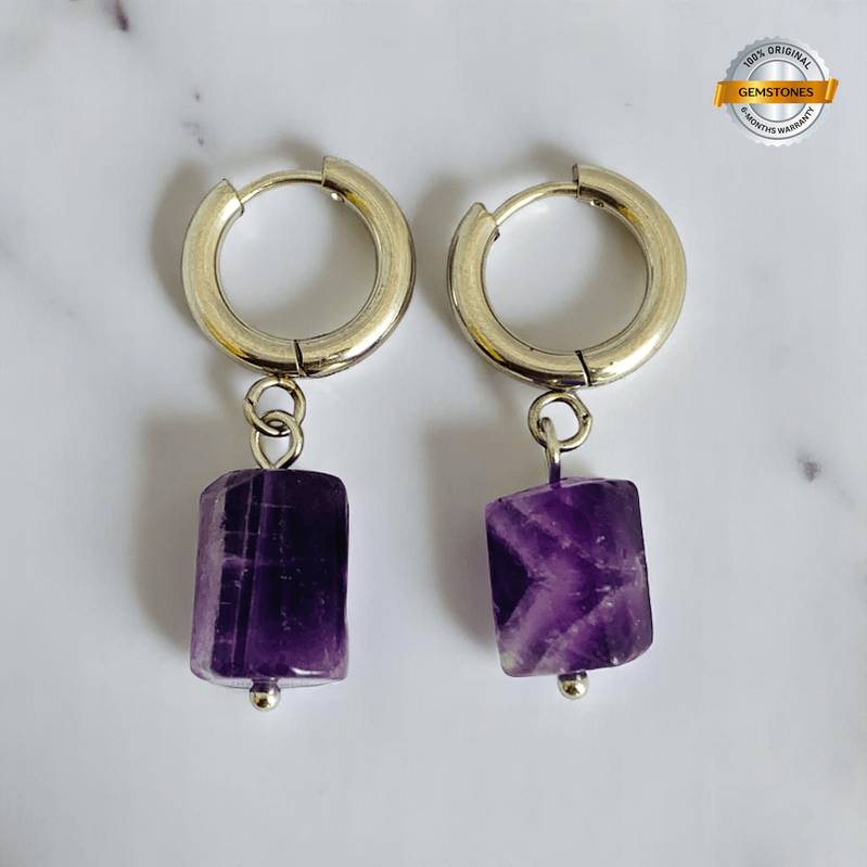 Purple Glow Earrings | Natural Amethyst - For Women | Includes: Earrings