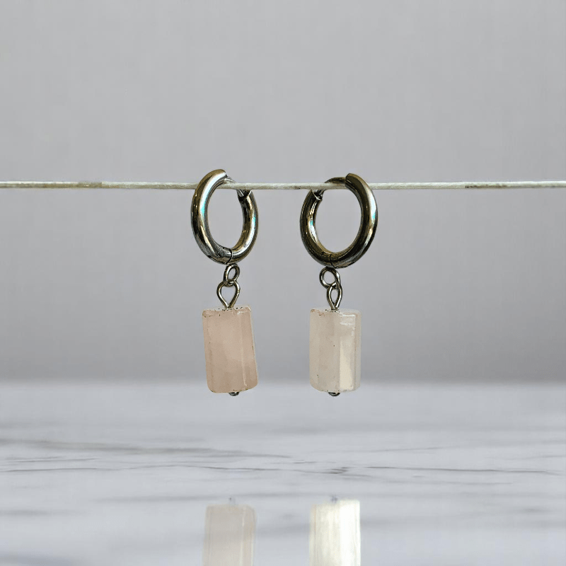 Blush Drop Earrings | Natural Pink Quartz - For Women | Includes: Earrings
