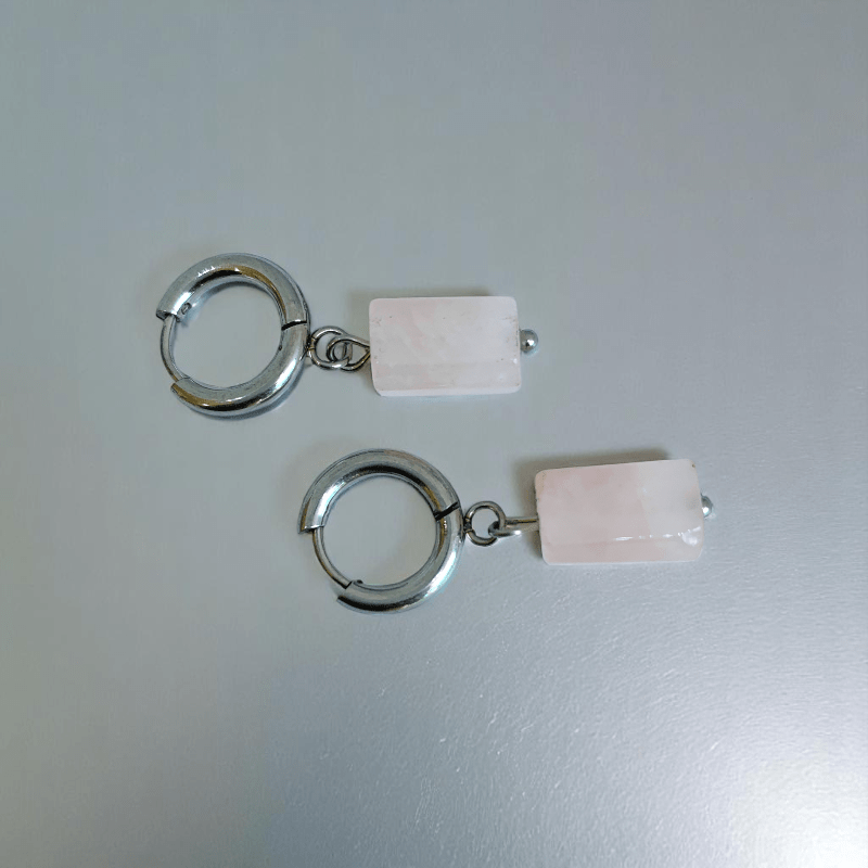 Blush Drop Earrings | Natural Pink Quartz - For Women | Includes: Earrings