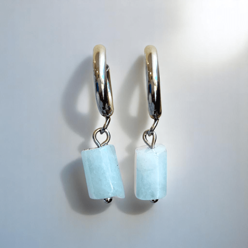Ocean Drop Earrings | Natural Aquamarine - For Women | Includes: Earrings