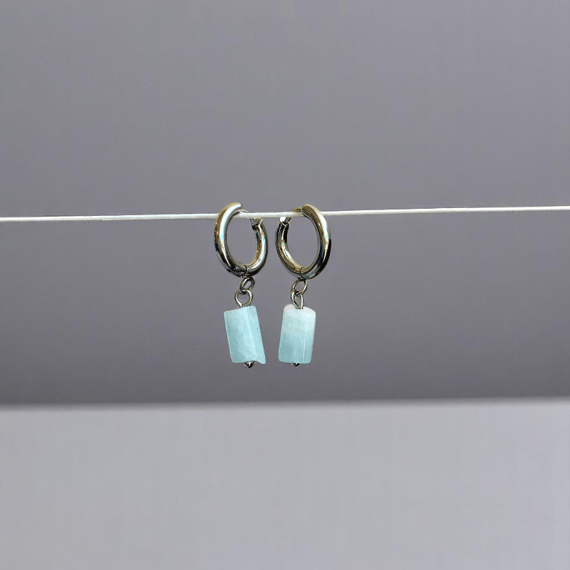 Ocean Drop Earrings | Natural Aquamarine - For Women | Includes: Earrings