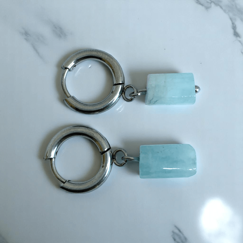 Ocean Drop Earrings | Natural Aquamarine - For Women | Includes: Earrings