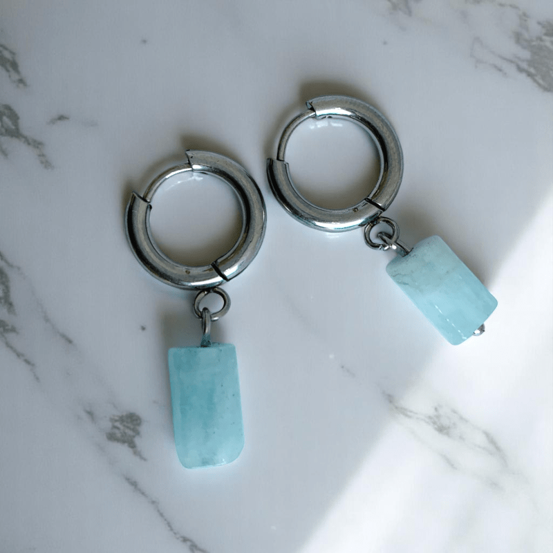 Ocean Drop Earrings | Natural Aquamarine - For Women | Includes: Earrings