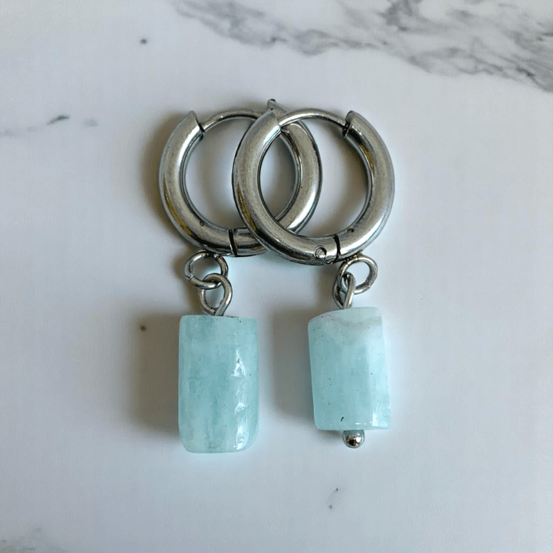 Ocean Drop Earrings | Natural Aquamarine - For Women | Includes: Earrings