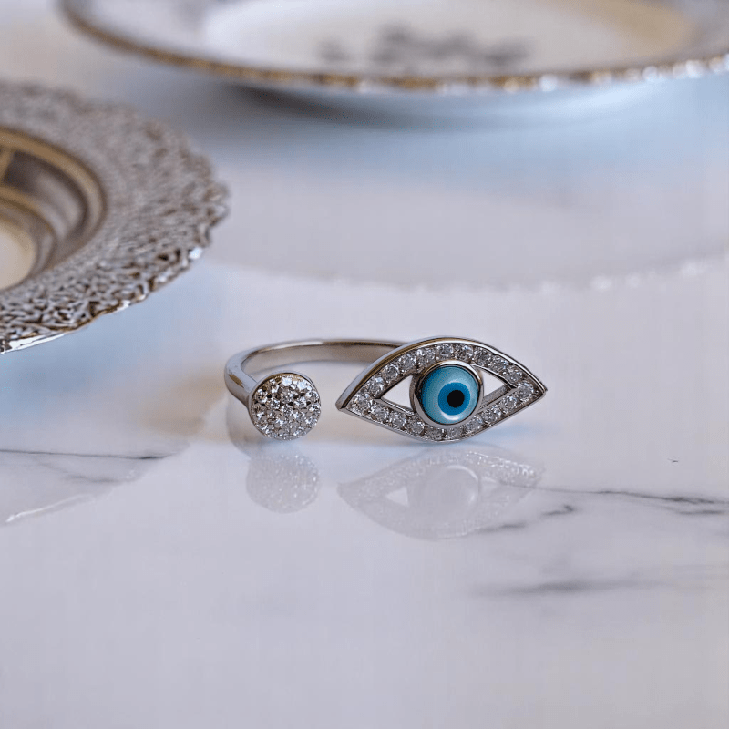 Protective Evil Eye Ring | 925 Silver & Zircon - For Women | Includes: Ring