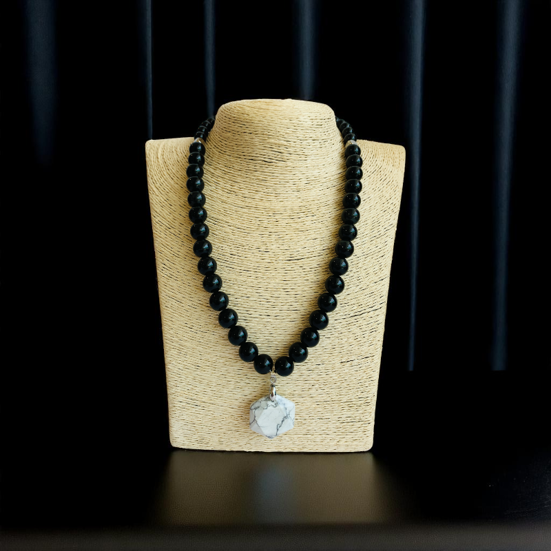 Royal Artefacts Necklace | Howlite & Blue Sunstone - For Women | Includes: Necklace