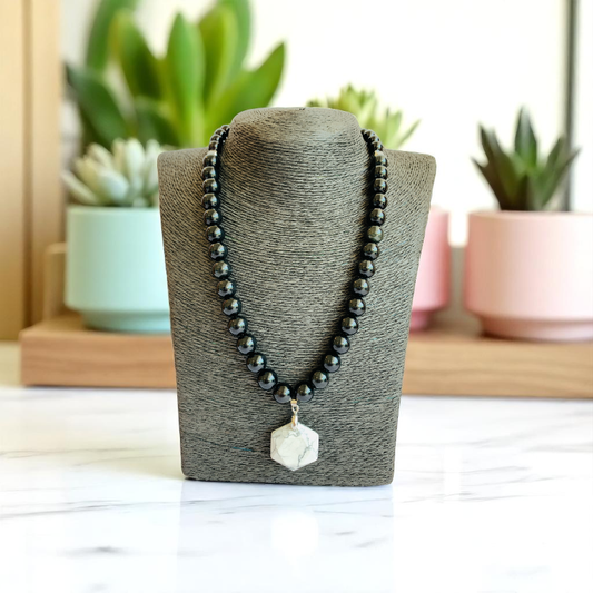 Royal Artefacts Necklace | Howlite & Blue Sunstone - For Women | Includes: Necklace