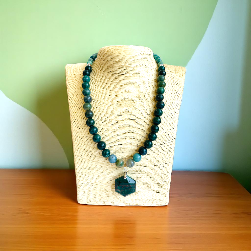Crown of Moss Necklace | Moss Agate - For Women | Includes: Necklace