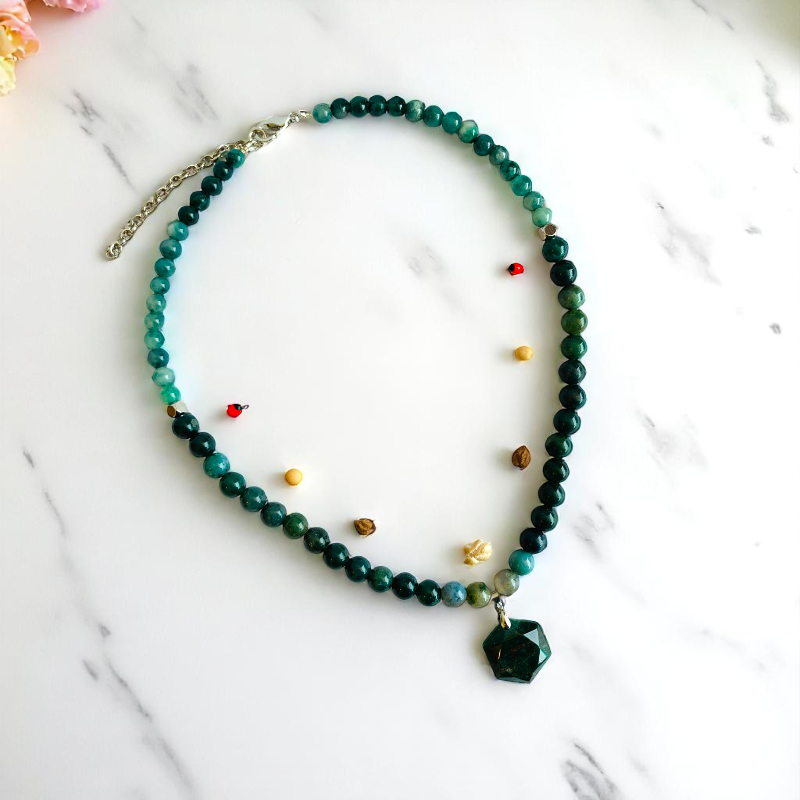 Crown of Moss Necklace | Moss Agate - For Women | Includes: Necklace