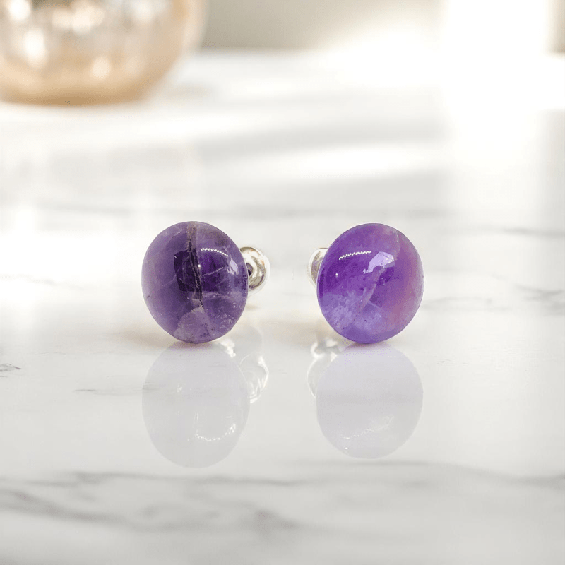 Violet Calm Studs | Amethyst Stone - For Women | Includes: Earrings