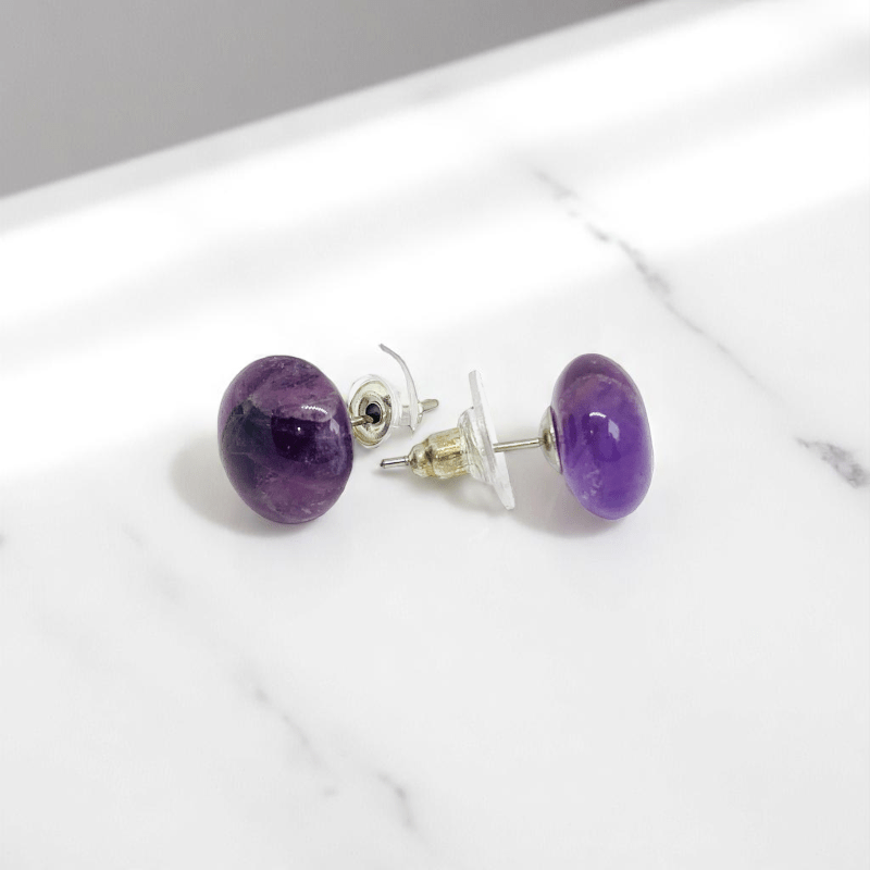 Violet Calm Studs | Amethyst Stone - For Women | Includes: Earrings