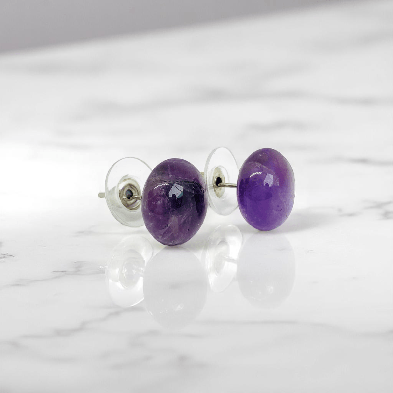 Violet Calm Studs | Amethyst Stone - For Women | Includes: Earrings