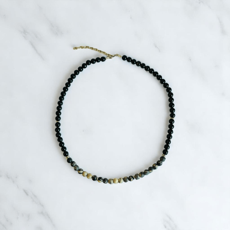 Serpent Glow Necklace | Black Web Jasper Stone - For All | Includes: Necklace