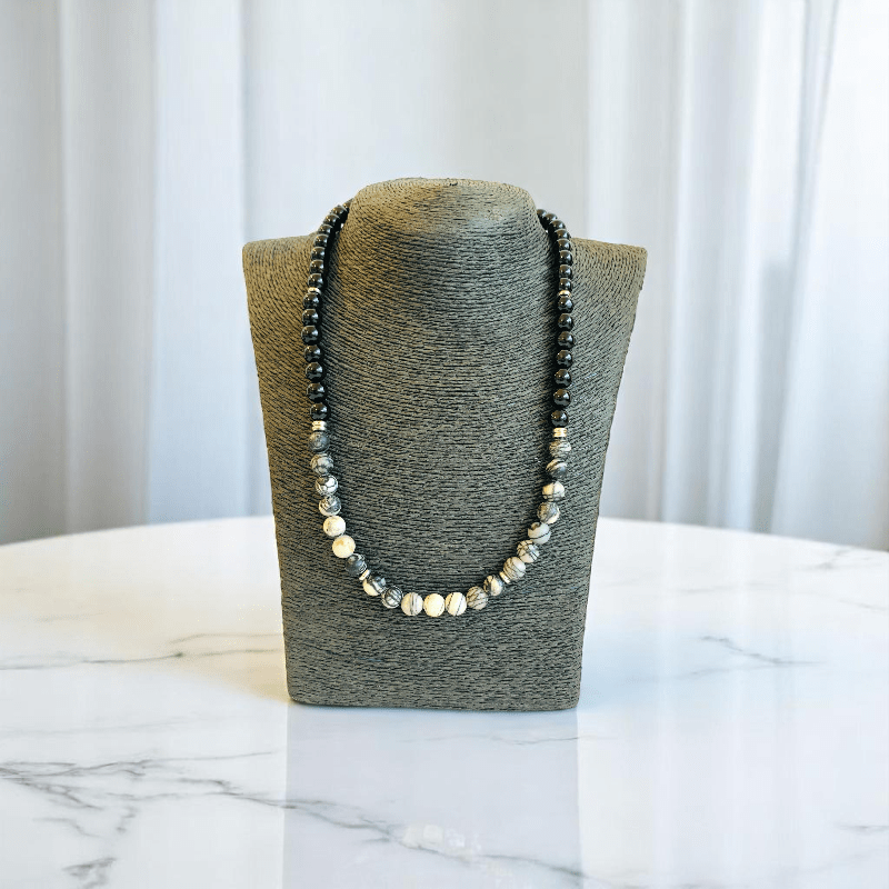 Serpent Glow Necklace | Black Web Jasper Stone - For All | Includes: Necklace