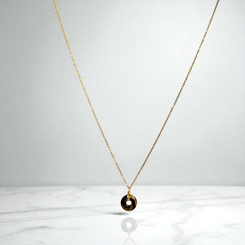 Courage Donut Pendant Necklace | Tiger Eye - For Women | Includes: Necklace