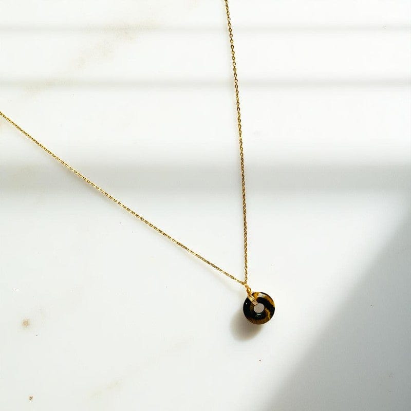 Courage Donut Pendant Necklace | Tiger Eye - For Women | Includes: Necklace