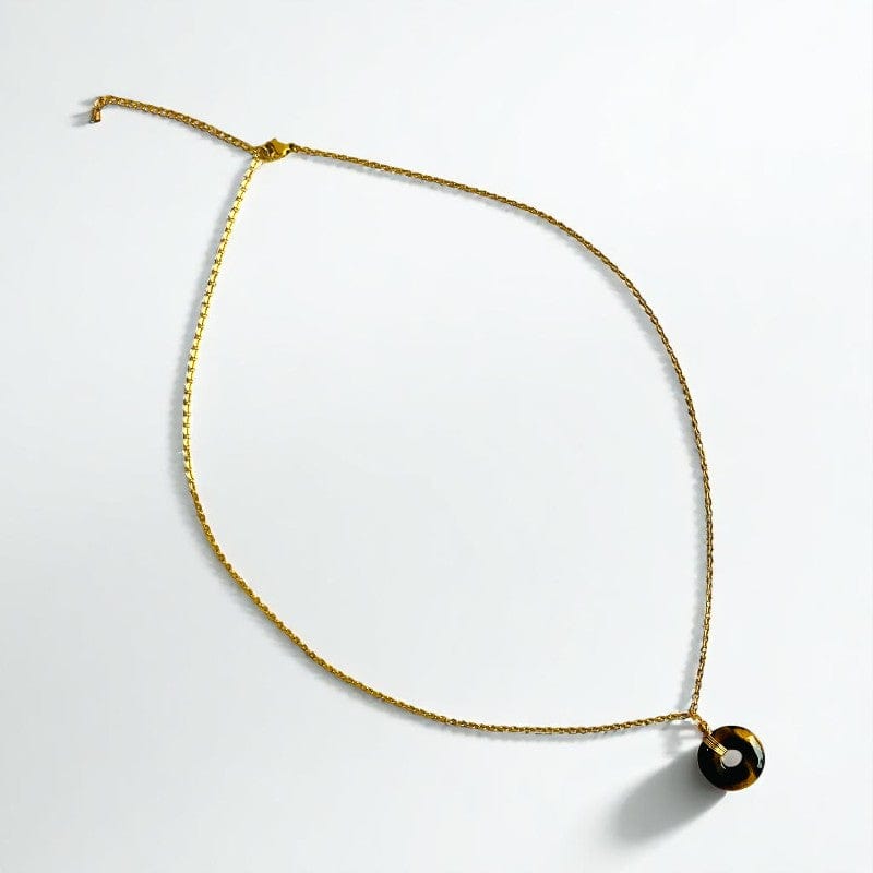 Courage Donut Pendant Necklace | Tiger Eye - For Women | Includes: Necklace