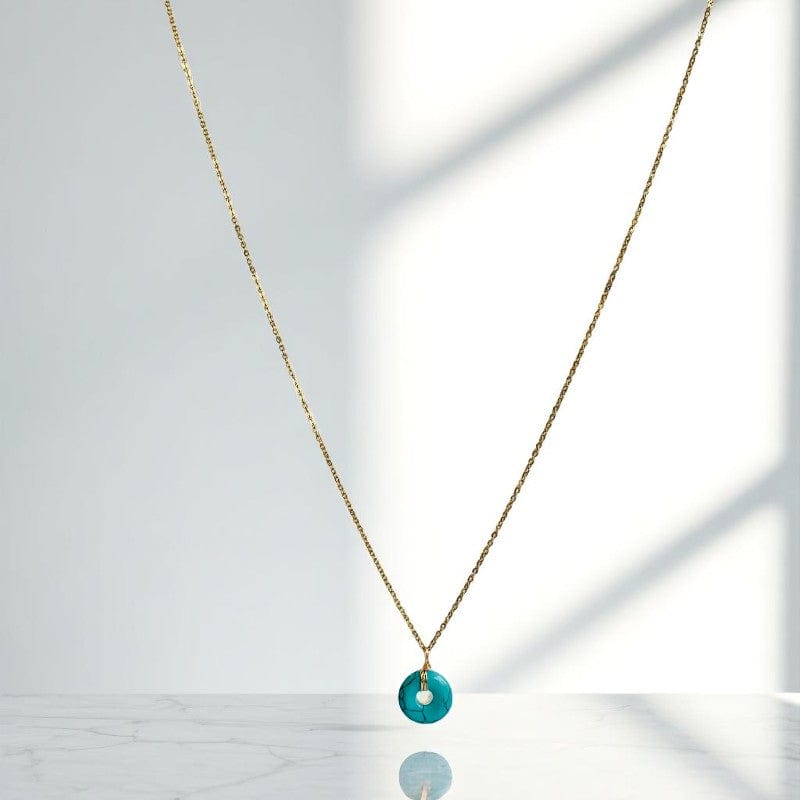 Healing Donut Pendant Necklace | Turquoise - For Women | Includes: Necklace