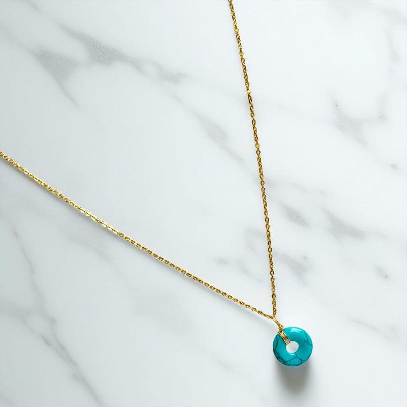 Healing Donut Pendant Necklace | Turquoise - For Women | Includes: Necklace