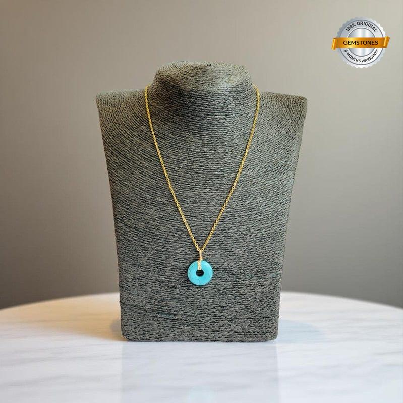 Healing Donut Pendant Necklace | Turquoise - For Women | Includes: Necklace