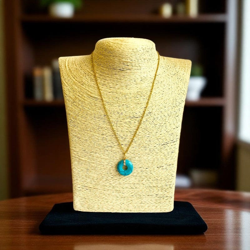 Healing Donut Pendant Necklace | Turquoise - For Women | Includes: Necklace