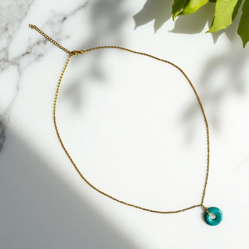 Healing Donut Pendant Necklace | Turquoise - For Women | Includes: Necklace