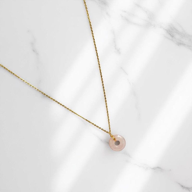 Love Donut Pendant Necklace | Rose Quartz - For Women | Includes: Necklace