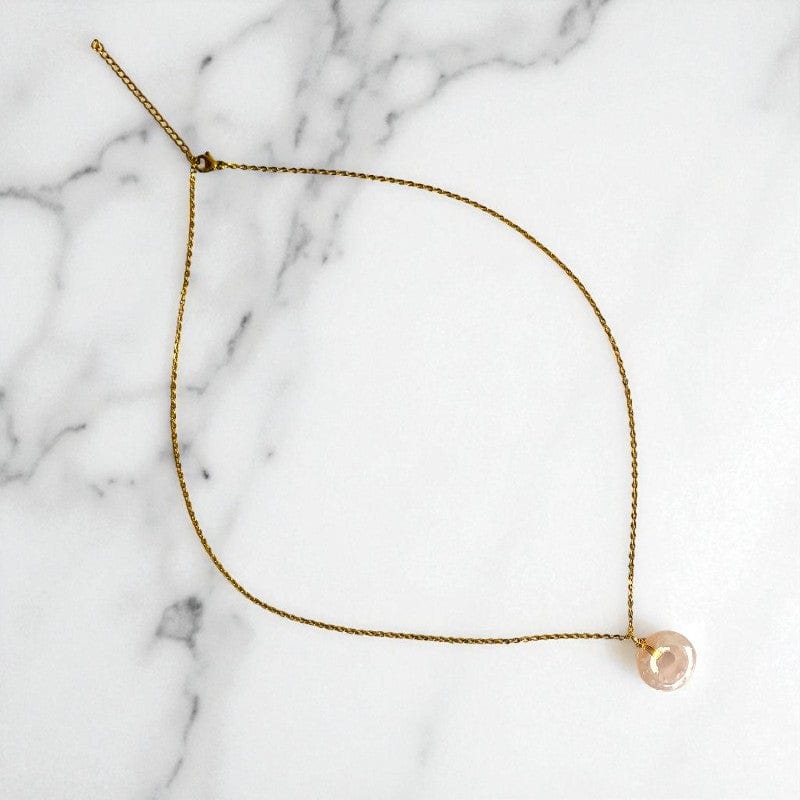 Love Donut Pendant Necklace | Rose Quartz - For Women | Includes: Necklace