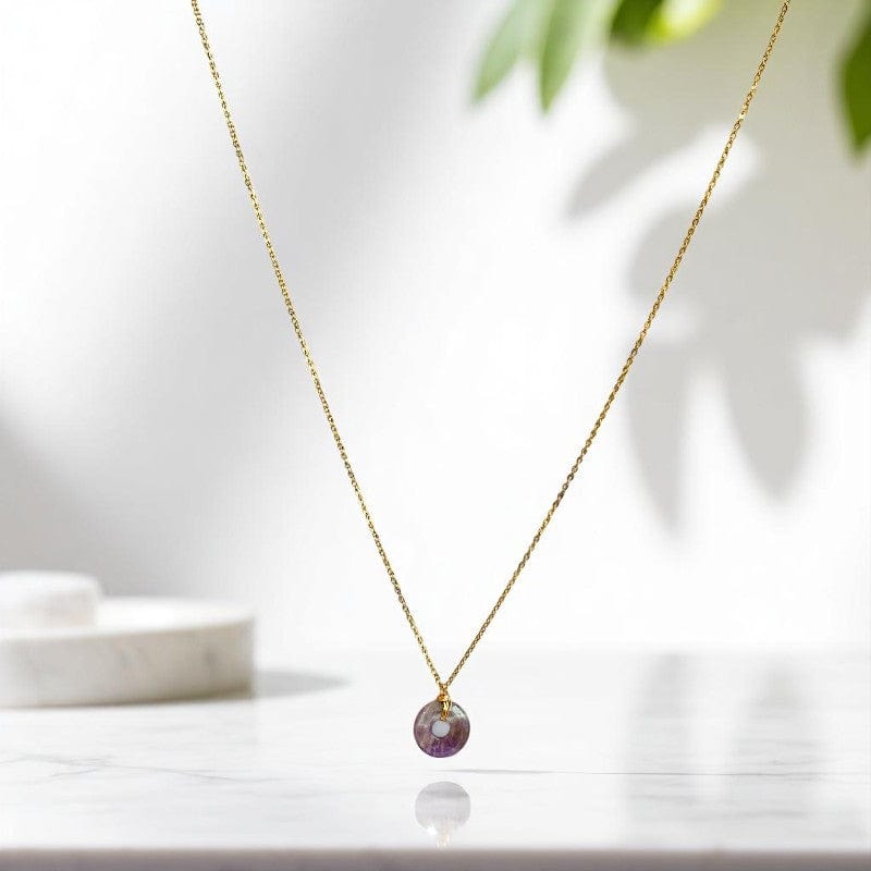 Calm Donut Pendant Necklace | Amethyst - For Women | Includes: Necklace