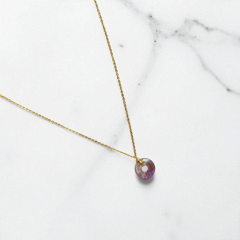 Calm Donut Pendant Necklace | Amethyst - For Women | Includes: Necklace