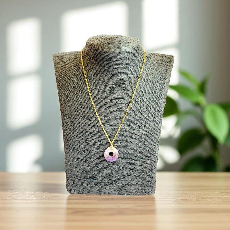 Calm Donut Pendant Necklace | Amethyst - For Women | Includes: Necklace