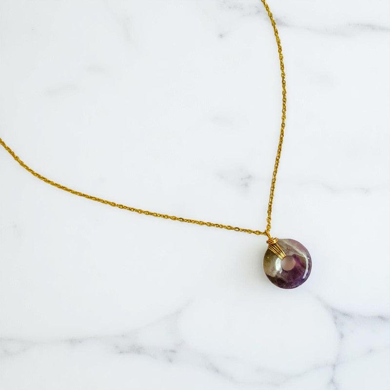 Calm Donut Pendant Necklace | Amethyst - For Women | Includes: Necklace