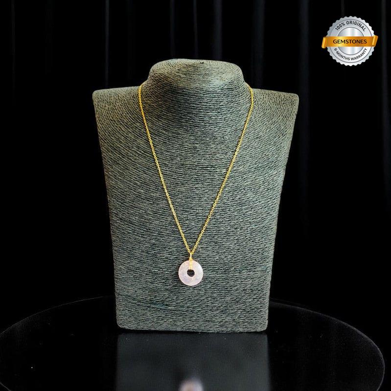 Love Donut Pendant Necklace | Rose Quartz - For Women | Includes: Necklace