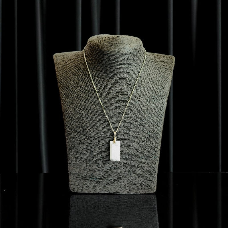 White Howlite Pendant Necklace | Silver Chain | Unisex