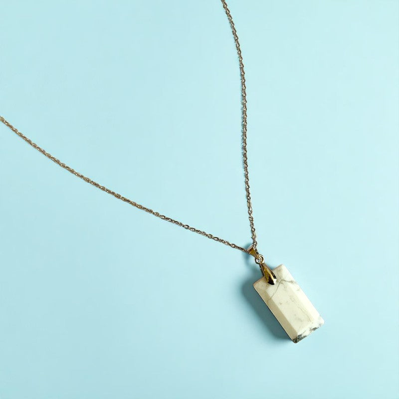 White Howlite Pendant Necklace | Silver Chain | Unisex