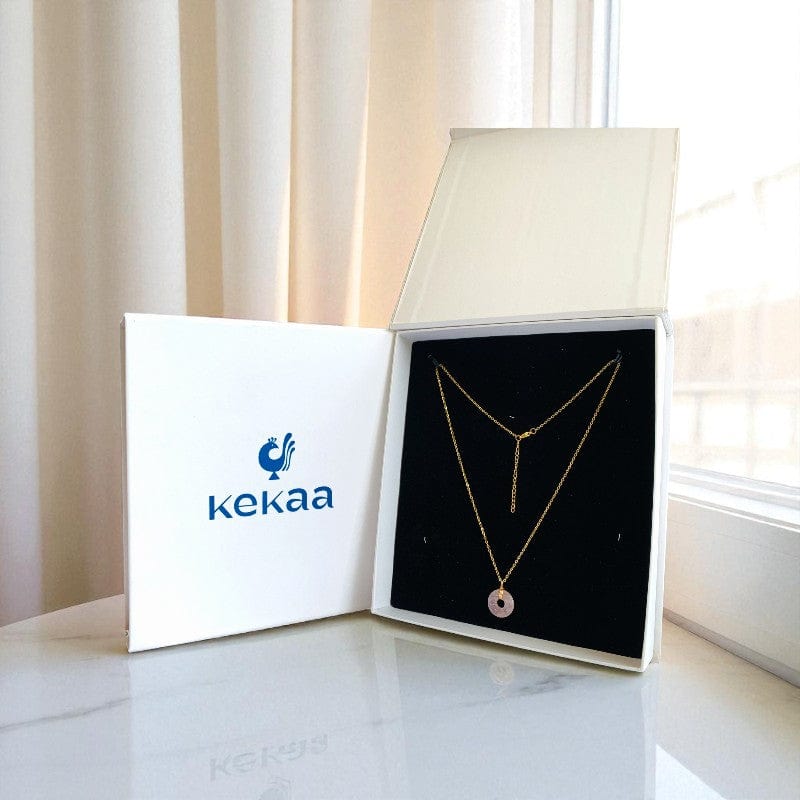 Love Donut Pendant Necklace | Rose Quartz - For Women | Includes: Necklace
