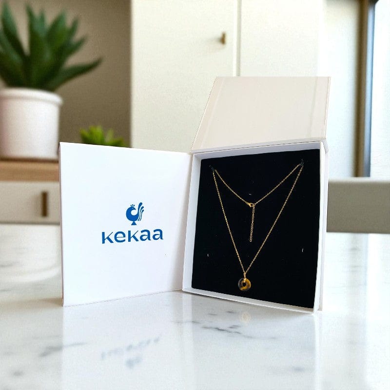Courage Donut Pendant Necklace | Tiger Eye - For Women | Includes: Necklace