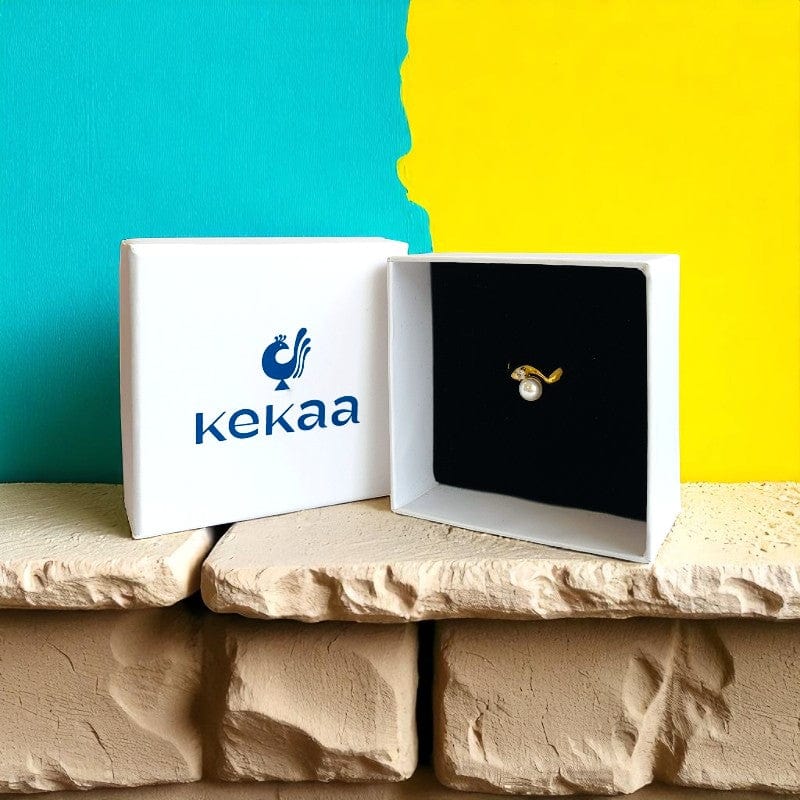 Wavy Pearl Zircon Ring | 18K PVD Gold Plated - For Women | Includes: Ring