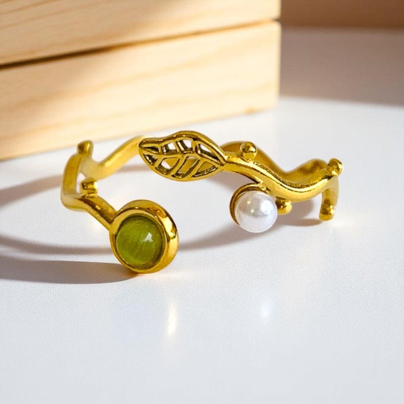 Wavy pearly Adjustable Ring | 18K PVD Gold Plated - For Women | Includes: Ring